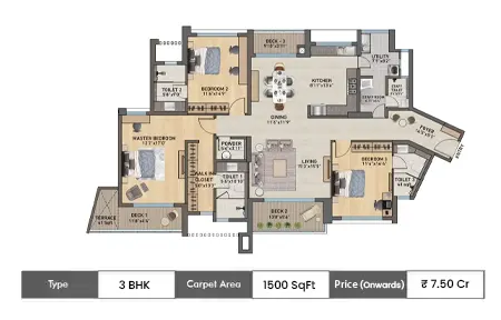 Kalpataru Vian 3 BHK Floor Plan